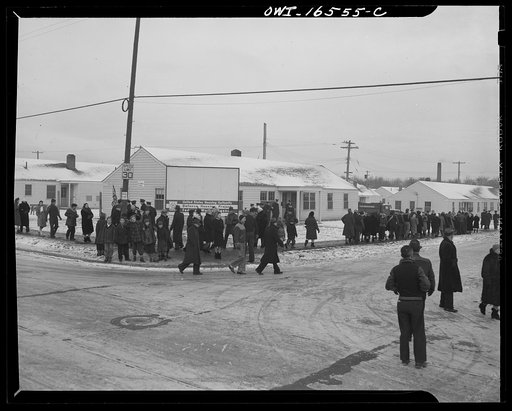 Detroit, Michigan. Riot at the Sojourner Truth homes, a new U.S. federal housing project, caused by white neighbors' attempt to prevent Negro tenants from moving in. White pickets