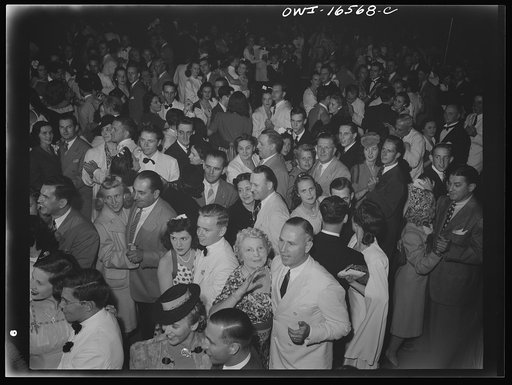 Detroit, Michigan. A Venetian night party at the Detroit yacht club, whose members represent the wealthier class of manufacturers and their friends. Group dancing