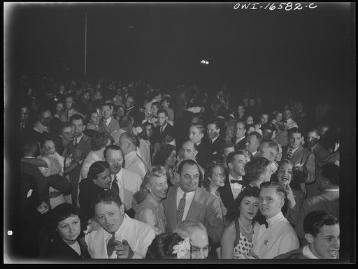 Untitled photo, possibly related to: Detroit, Michigan. A Venetian night party at the Detroit yacht club, whose members represent the wealthier class of manufacturers and their friends. Group dancing