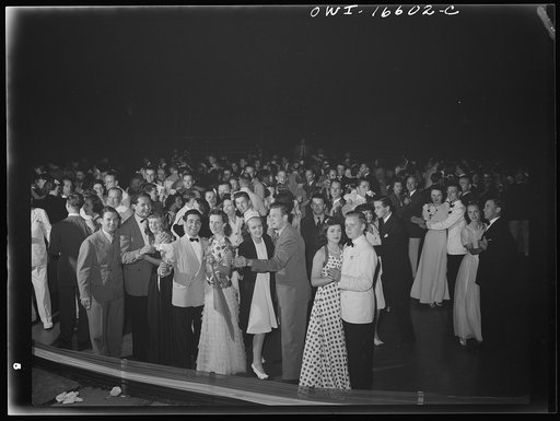 Untitled photo, possibly related to: Detroit, Michigan. A Venetian night party at the Detroit yacht club, whose members represent the wealthier class of manufacturers and their friends. Group dancing