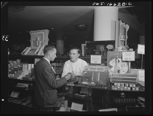 Detroit, Michigan. Men's toilet accessories department at the Crowley-Milner department store