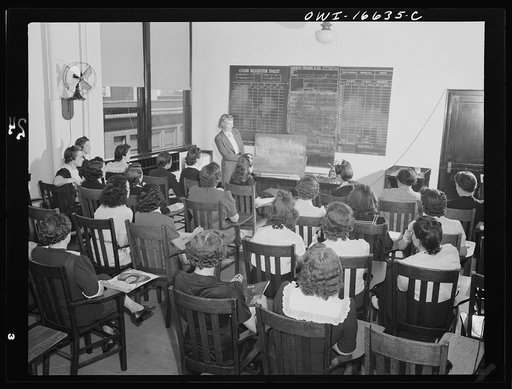 Detroit, Michigan. Class for telephone operators at the Crowley-Milner department store