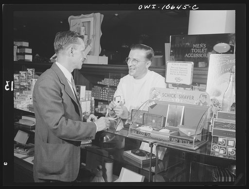 Detroit, Michigan. Selling a Shick shaver at the Crowley-Milner department store