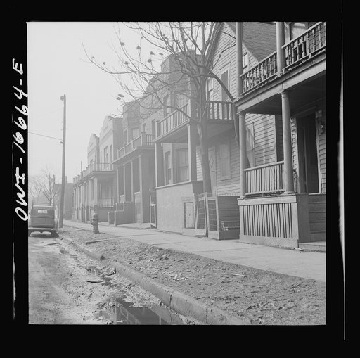 Detroit, Michigan. Typical Negro residential fronts. These are conditions under which families originally lived before moving to the Sojourner Truth project
