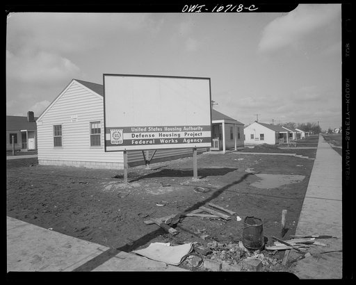 Detroit, Michigan. U.S. Housing Authority signs at the Sojourner homes