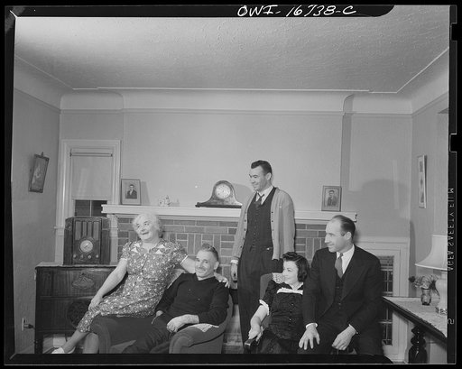 Untitled photo, possibly related to: Royal Oak, Michigan. Family group in the neighborhood of Father Coughlin's Shrine of the Little Flower