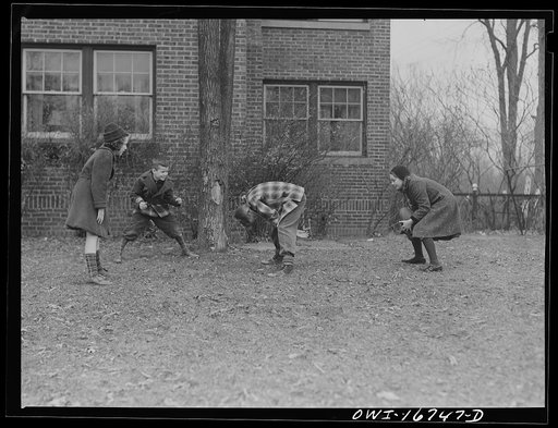 Untitled photo, possibly related to: Royal Oak, Michigan. Children playing touch football