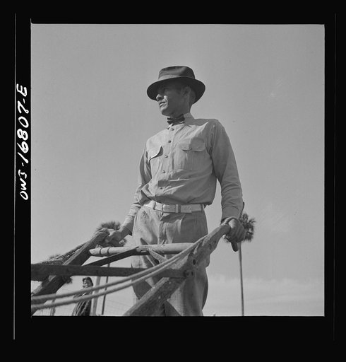 Daytona Beach, Florida. Bethune-Cookman College. An assistant in agriculture, resting behind his plow on the school farm
