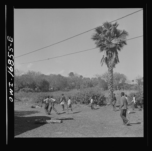Daytona Beach, Florida. Bethune-Cookman College. Grade school students, whose school is located on the campus, playing out of doors during recess
