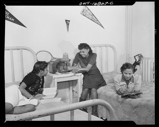 Daytona Beach, Florida. Bethune-Cookman College. Scene in the girls' dormitory