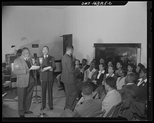 Orlando, Florida. Wings over Jordan, a popular Sunday morning radio program broadcast by Columbia Broadcasting System from station WDBO. President James A. Colston of Bethune-Cookman college speaking to a nationwide audience