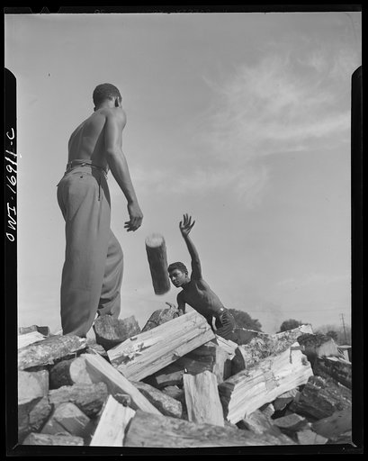 Daytona Beach, Florida. Bethune-Cookman College. Students chopping and piling wood for thirty-five cents an hour