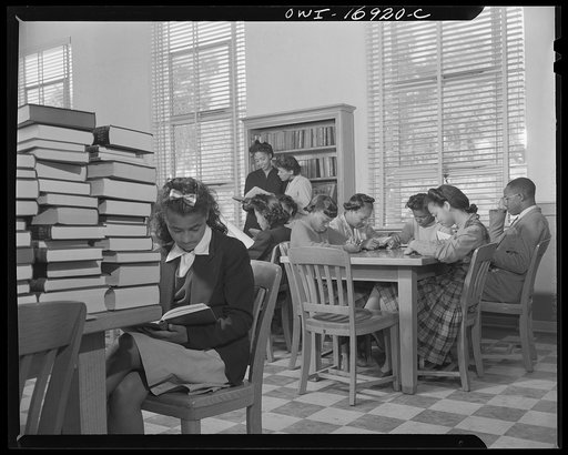 Daytona Beach, Florida. Students in the Rhodes Memorial Library