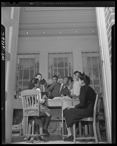 Untitled photo, possibly related to: Daytona Beach, Florida. Bethune-Cookman College. Receiving desk in the Rhodes Memorial Library