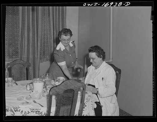 Blue Island, Illinois. Since the severe shortage of help at the Saint Francis hospital, Mrs. Senise contributes her time once a week to help out in the hospital cafeteria and restaurant