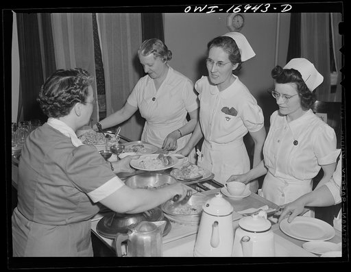 Blue Island, Illinois. Since the severe shortage of help at the Saint Francis hospital, Mrs. Senise contributes her time once a week to help out in the hospital cafeteria and restaurant