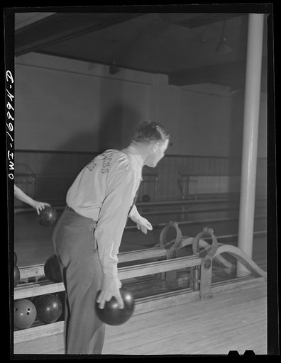 Untitled photo, possibly related to: Blue Island, Illinois. Daniel Senise belongs to his union bowling team and plays in tournaments
