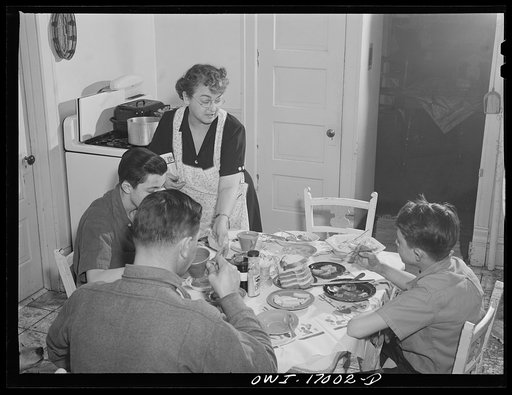 Untitled photo, possibly related to: Blue Island, Illinois. The Senise family at dinner
