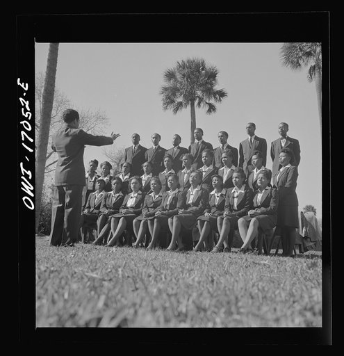 Untitled photo, possibly related to: Daytona Beach, Florida. Bethune-Cookman College. Student choir singing on the campus