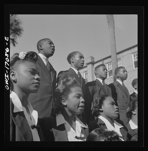 Untitled photo, possibly related to: Daytona Beach, Florida. Bethune-Cookman College. Student choir singing on the campus
