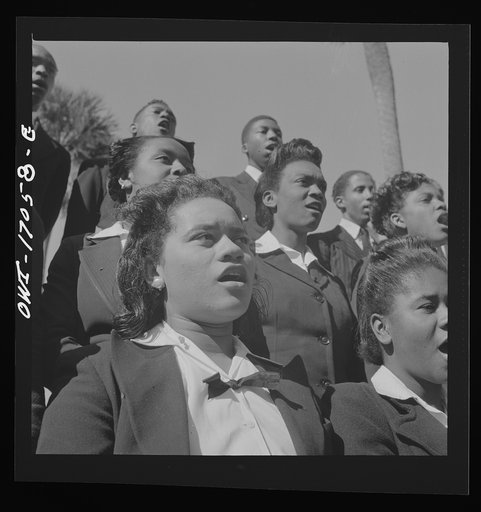 Untitled photo, possibly related to: Daytona Beach, Florida. Bethune-Cookman College. Student choir singing on the campus