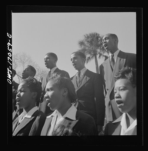 Untitled photo, possibly related to: Daytona Beach, Florida. Bethune-Cookman College. Student choir singing on the campus