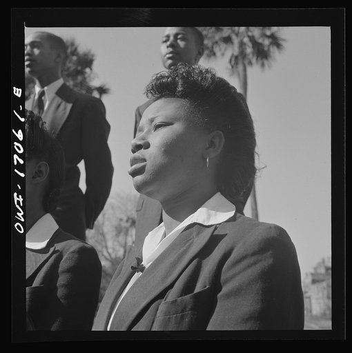 Untitled photo, possibly related to: Daytona Beach, Florida. Bethune-Cookman College. Student choir singing on the campus