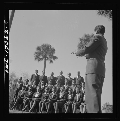 Untitled photo, possibly related to: Daytona Beach, Florida. Bethune-Cookman College. Student choir singing on the campus