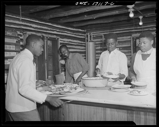 Daytona Beach, Florida. Bethune-Cookman College. Teachers dining in the "The Cabin," built by NYA (National Youth Administration) students