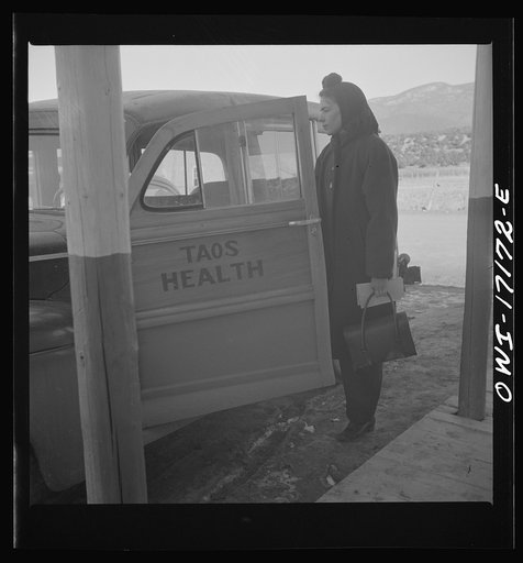 Untitled photo, possibly related to: Penasco, New Mexico. An ambulance which belongs to the rural medical clinic