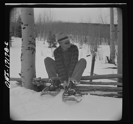 U.S. forest ranger going to measure snowfall in the Sangre de Cristo Mountains above Penasco, New Mexico