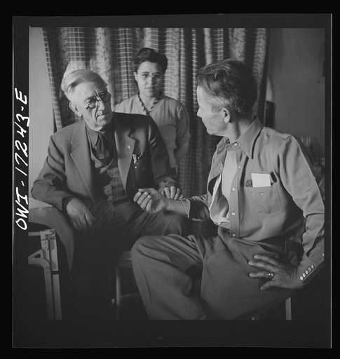 Untitled photo, possibly related to: Penasco, New Mexico. Doctor Onstine, medical doctor, making an examination in the clinic operated by the Taos County cooperative health association