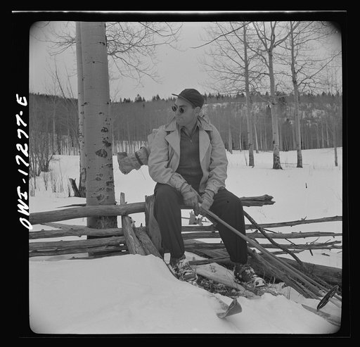 Untitled photo, possibly related to: Rangers going to measure snow on the Sangre de Cristo Mountains above Penasco, New Mexico