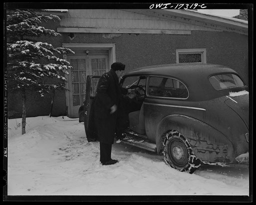Untitled photo, possibly related to: Taos County, New Mexico. Father Cassidy, the Catholic priest of the parish of Penasco, starting on a mission to a remote village in his parish