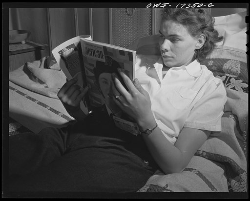 Untitled photo, possibly related to: Penasco, New Mexico. Evenings are long for Marjorie Muller, in her lonely post as resident nurse at the clinic operated by the Taos County cooperative health association