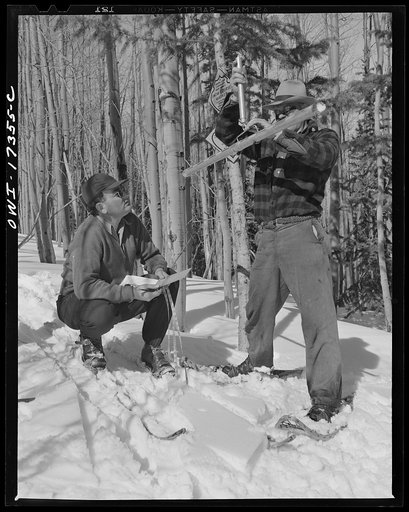 Measuring snow in the Sangre de Cristo Mountains above Penasco, New Mexico