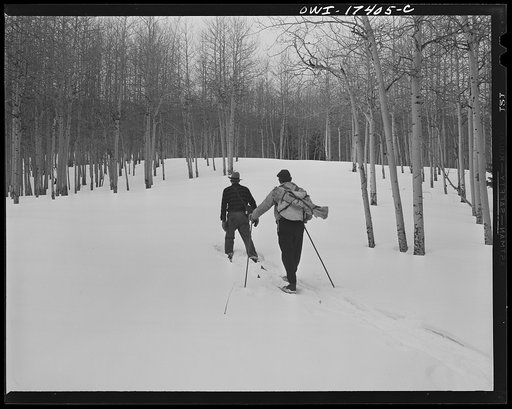 Untitled photo, possibly related to: U.S. forest rangers in the Sangre de Cristo Mountains above Penasco, New Mexico, weighing snow to predict the amount of irrigation for the coming year