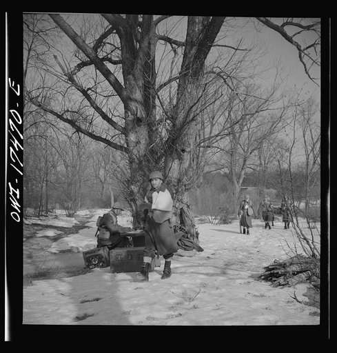 Carlisle, Pennsylvania. Demonstration before Army doctors and officer candidates at the U.S. Army medical field service school. "Wounded" soldiers who are brought into the collecting station are registered by a sergeant