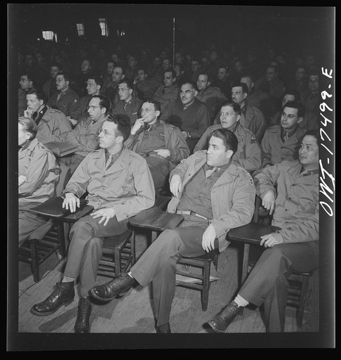 Carlisle, Pennsylvania. U.S. Army medical field service school. Army doctors listening to a lecture on Army administration during a five-week course. They must know enough about the Army as a whole to be able to take command, according to their rank, of any unit in an emergency