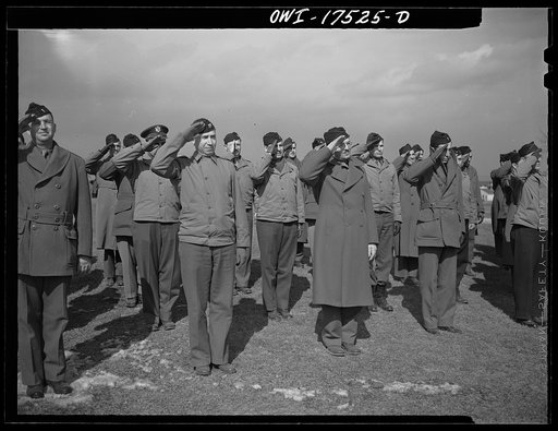 Carlisle, Pennsylvania. U.S. Army medical field service school. Army doctors learning to salute
