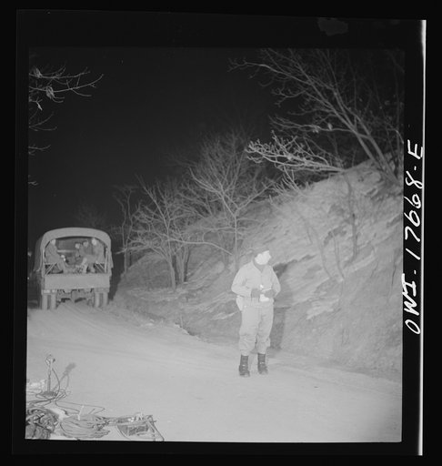 Carlisle, Pennsylvania. U.S. Army medical field service school. Truck in distance is carrying doctors in training to unknown spots. They are given a certain length of time to find their way to a given location