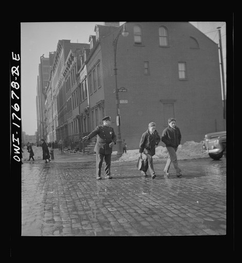 New York, New York students crossing the street after leaving public school eight in an Italian-American section