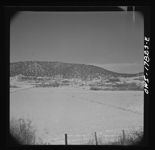 Trampas, Taos County, New Mexico. A Spanish-American village in the foothills of the Sangre de Cristo Mountains. Farmlands