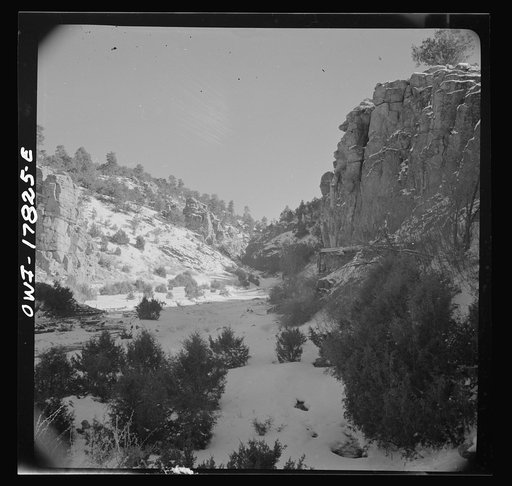 Trampas, Taos County, New Mexico. A Spanish-American village in the foothills of the Sangre de Cristo Mountains. The mountains provide water for irrigation