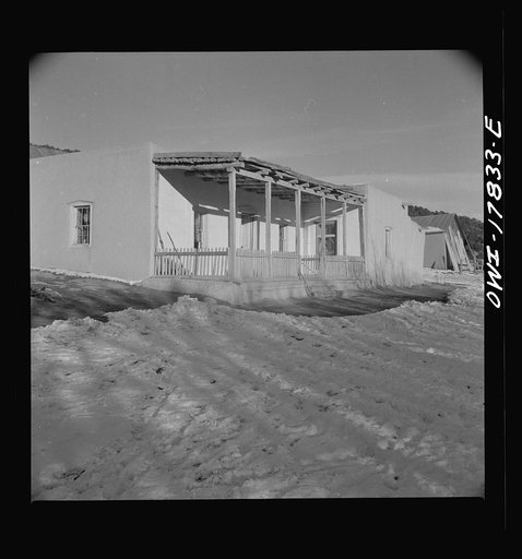 Trampas, Taos County, New Mexico. A Spanish-American village in the foothills of the Sangre de Cristo Mountains dating back to 1700 which was once a sheep raising center. Due to the overgrazing and loss of range title, its inhabitants now work as migratory labor and at subsistence farming