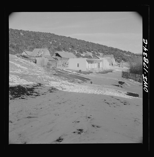 Trampas, Taos County, New Mexico. A Spanish-American village in the foothills of the Sangre de Cristo Mountains dating back to 1700 which was once a sheep raising center. Due to the overgrazing and loss of range title, its inhabitants now work as migratory labor and at subsistence farming