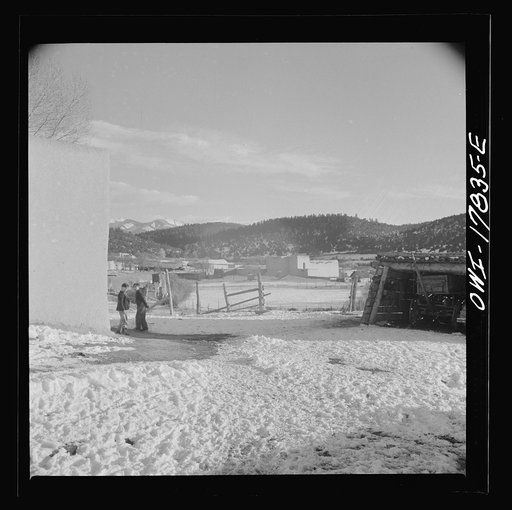 Untitled photo, possibly related to: Trampas, Taos County, New Mexico. A Spanish-American village in the foothills of the Sangre de Cristo Mountains dating back to 1700 which was once a sheep raising center. Due to overgrazing and loss of the range title, its inhabitants now work as migratory labor 