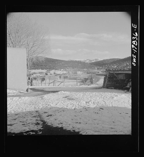 Untitled photo, possibly related to: Trampas, Taos County, New Mexico. A Spanish-American village in the foothills of the Sangre de Cristo Mountains dating back to 1700 which was once a sheep raising center. Due to overgrazing and loss of the range title, its inhabitants now work as migratory labor 