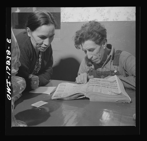Trampas, New Mexico. Everybody in remote New Mexico buys by mail. Juan Lopez, the majordomo (mayor) [i.e., steward], and his wife Maclovia are thinking of buying new harnesses; it will cost sixty dollars, so they will probably get along with what they have