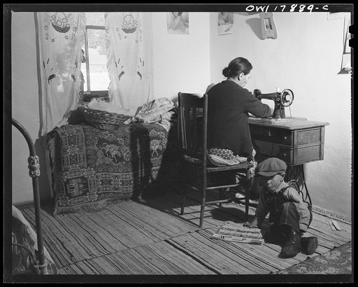 Trampas, New Mexico. Mrs. Maclovia Lopez, wife of the majordomo (mayor) [i.e., steward], is never idle; cooking, washing, spinning, and sewing are only some of her many responsibilities